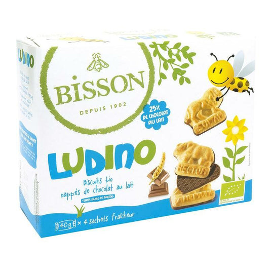 Bisson Ludino koekjes met melkchocolade 4 zakjes bio 160g
