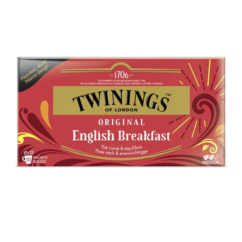 Twinings English breakfast envelop zwart 50st