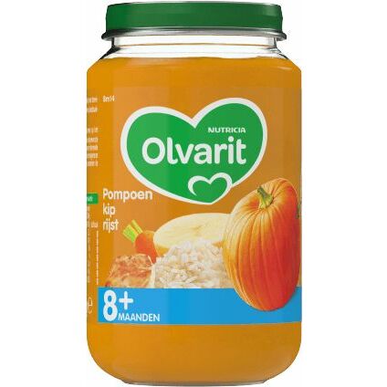 Olvarit Pompoen kip rijst 8M14 200g