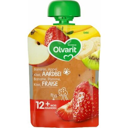 Olvarit knijpzakje aardbeien banaan kiwi 12M863 90g