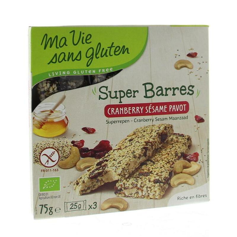 Ma Vie Sans Super repen sesam & cranberry glutenvrij bio 75g