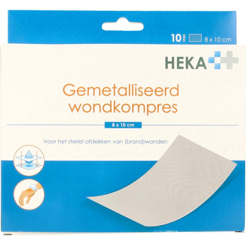 Heka Klein Wondkompres gemetalliseerd 8 x 10 cm steriel 10st