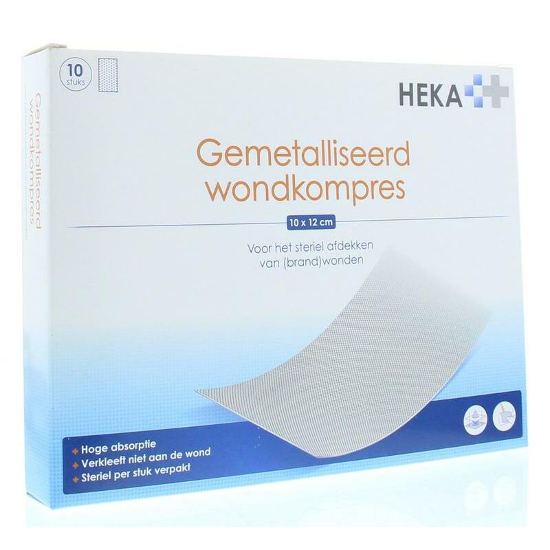 Heka Klein Wondkompres gemetalliseerd 10 x 12 cm steriel 10st