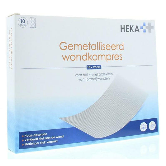 Heka Klein Wondkompres gemetalliseerd 10 x 12 cm steriel 10st