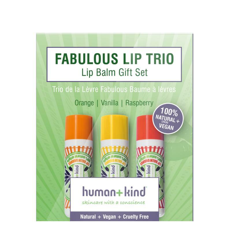 Human+Kind Lipbalm trio verpakking vegan 3st