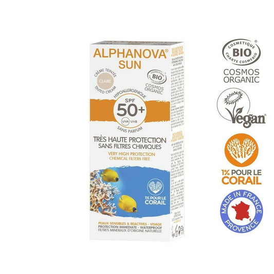 Alphanova Sun Sun getinte zonnebrand SPF50 tegen zonne-allergie 50g