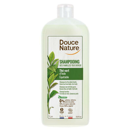 Douce Nature Shampoo glanzend haar met groene thee familie bio 1000ml