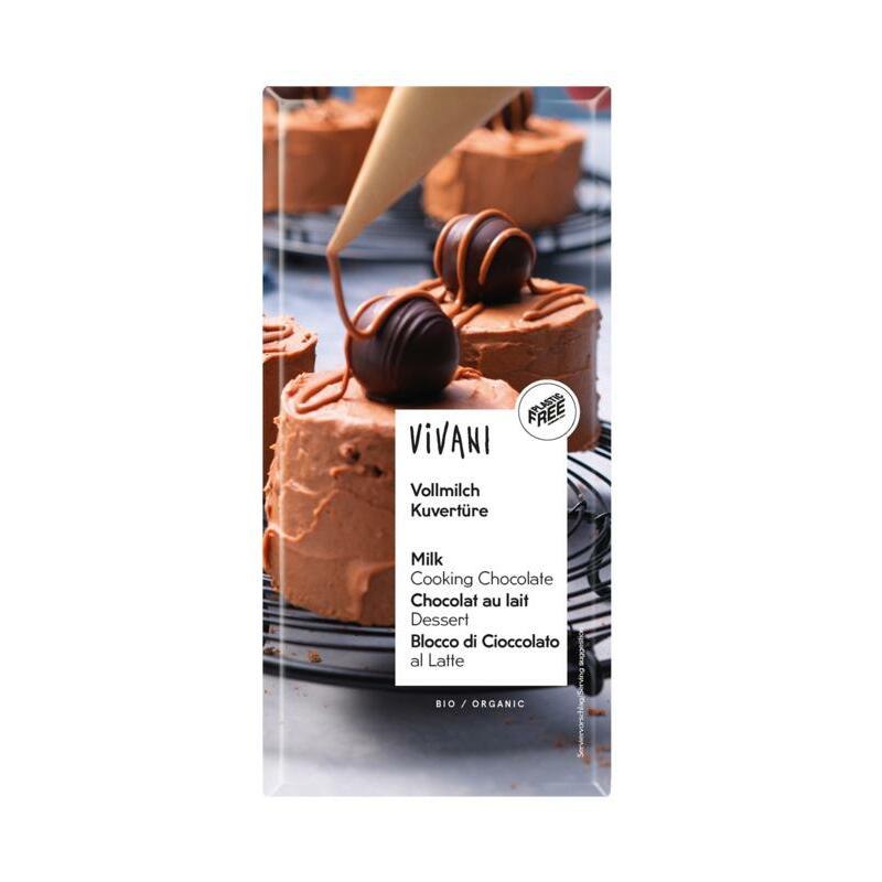 Vivani Couverture smeltchocolade melk bio 200g