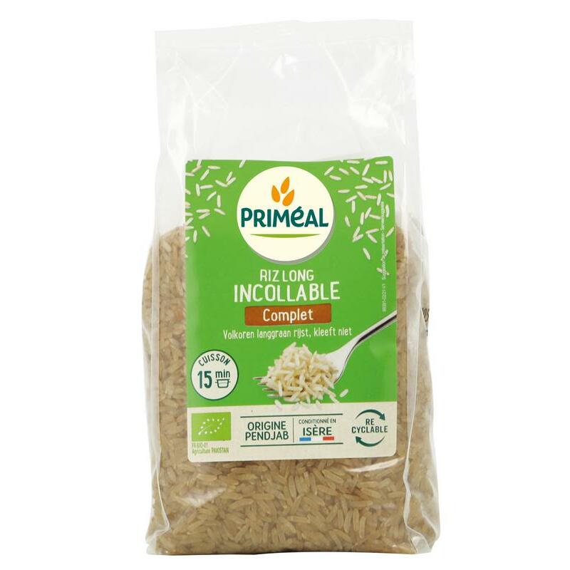 Primeal Volkoren langgraan rijst voorgekookt bio 500g