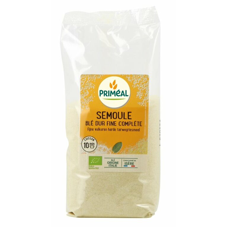 Primeal Fijn volkoren harde tarwegriesmeel bio 500g