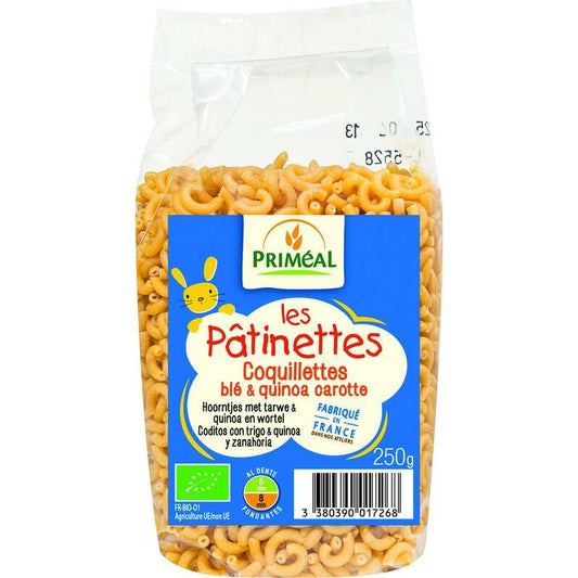 Primeal Hoorntjes tarwe quinoa wortel bio 250g