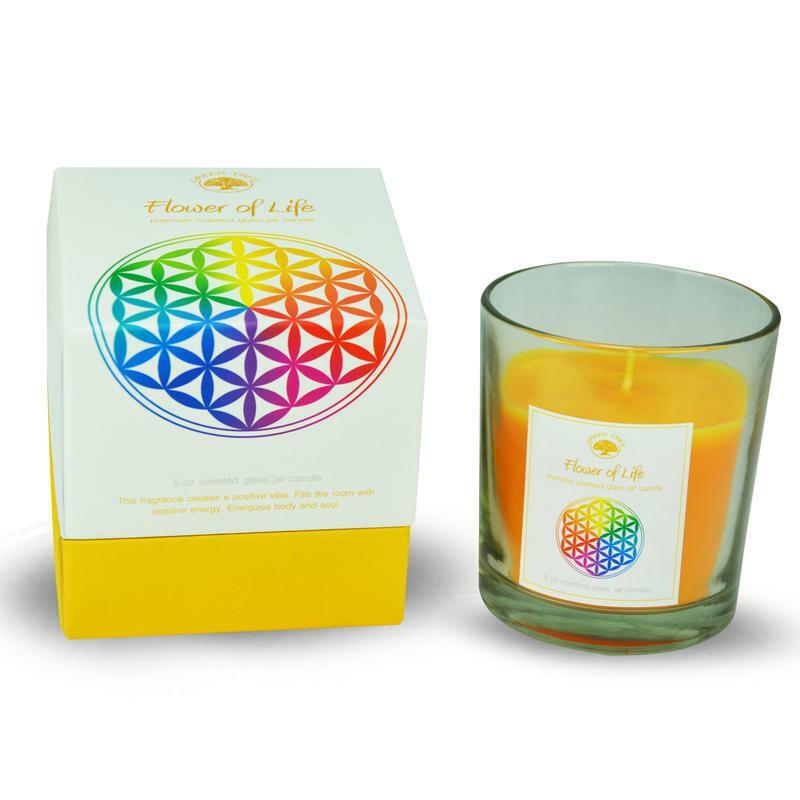 Green Tree Geurkaars flower of life 125g