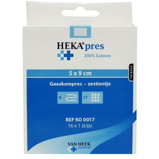 Heka Hydrofiel gaaskompres 5 x 9 16st