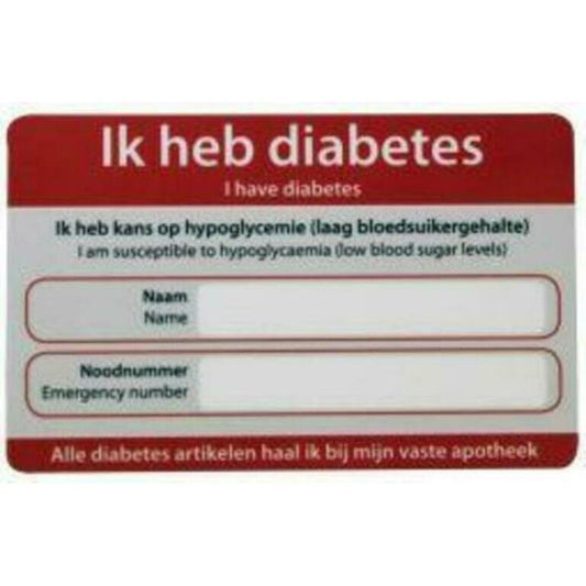 Zorgtotaal Diabetes noodkaart 10st