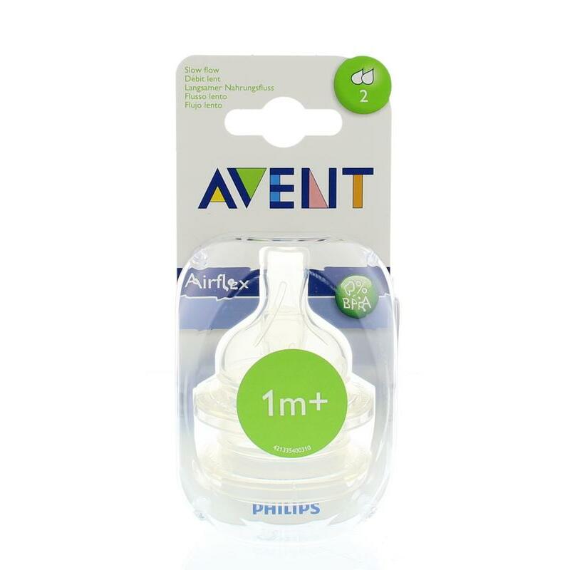 Avent Speen silicoon langzaam slow flow 2 druppels 1m+ 2st