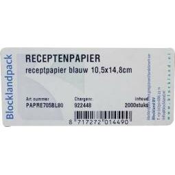 Blockland Receptpapier blauw 105 x 148 2000st