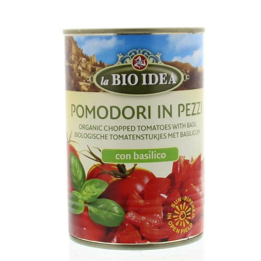Bioidea Tomatenstukjes basilicum bio 400g