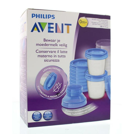 Avent Via voorraadbeker moedermelk set & adapter 1set