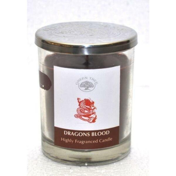 Green Tree Geurkaars dragons blood glas 200g