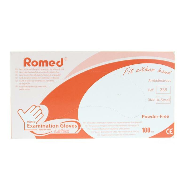 Romed Latex handschoen niet steriel poedervrij XS 100st