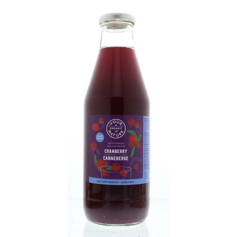 Your Organic Nat Vruchtensap cranberry ongezoet bio 750ml