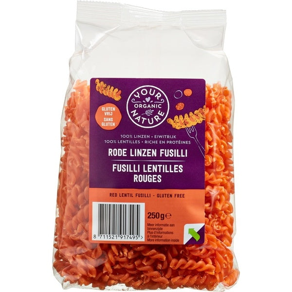 Your Organic Nat Rode linzen pasta glutenvrij 250g