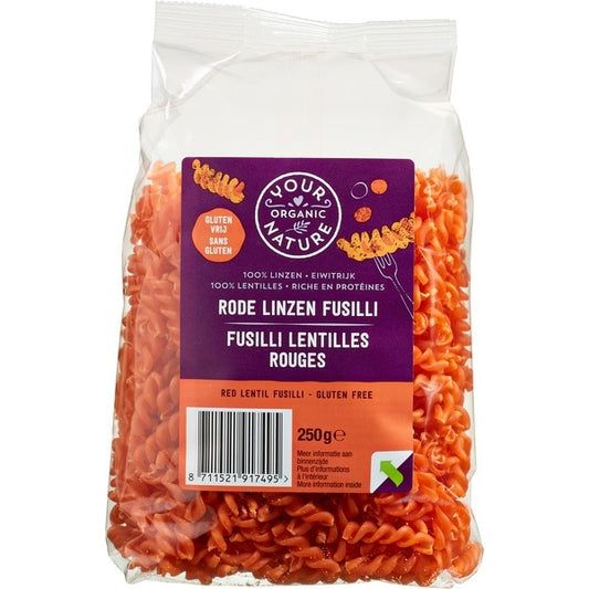 Your Organic Nat Rode linzen pasta glutenvrij 250g