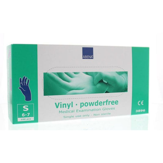 Abena Handschoenen vinyl blauw poedervrij maat S 100st