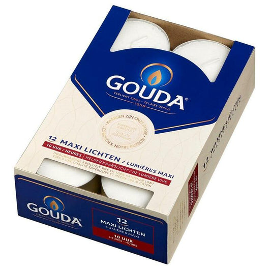 Gouda Maxi waxinelicht 10 uur wit 12st