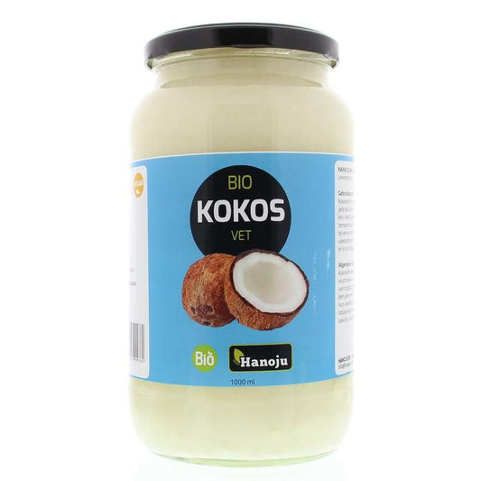 Hanoju Kokosolie geurloos glasfles bio 1000ml