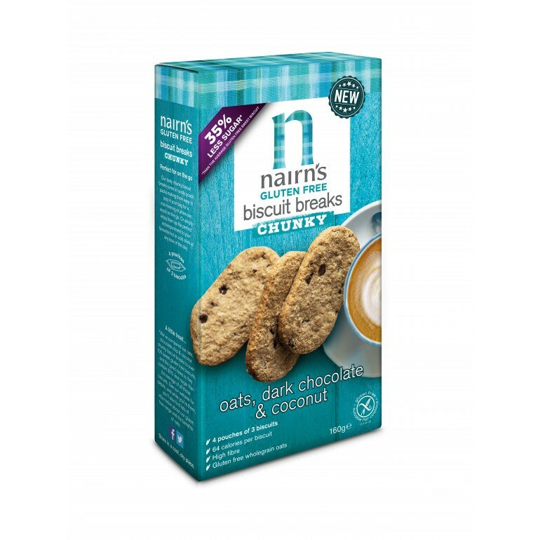 Nairns Biscuit breaks pure chocolade & kokos 160g