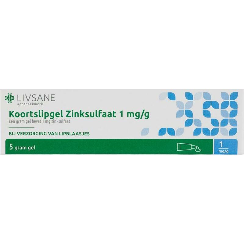 Livsane Koortslipgel zinksulfaat 1mg/g 5g