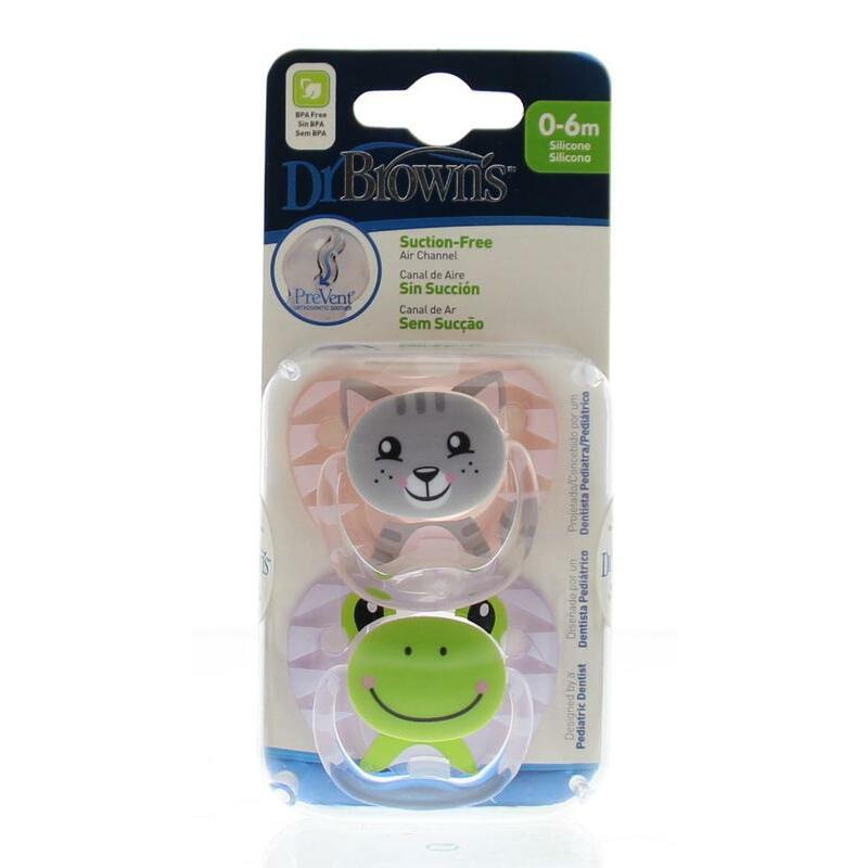 Dr Brown's Fopspeen prevent animal faces F1 roze 2st
