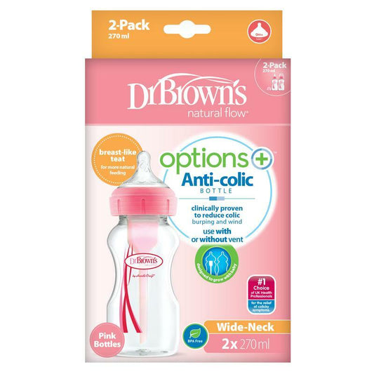 Dr Brown's Options+ brede halsfles 270 ml roze 2st
