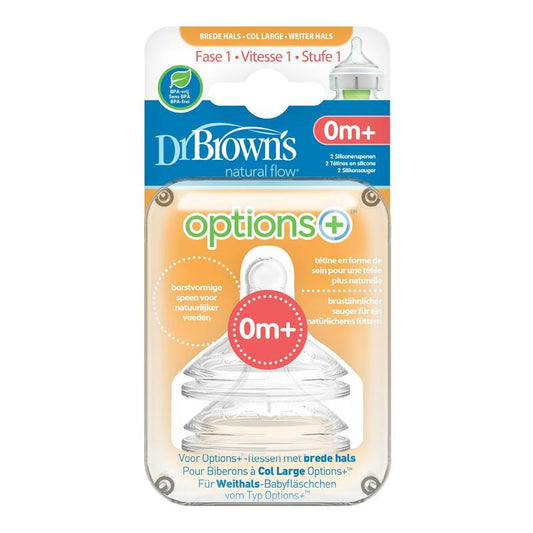 Dr Brown's Options+ speen fase 1 brede halsfles 2st