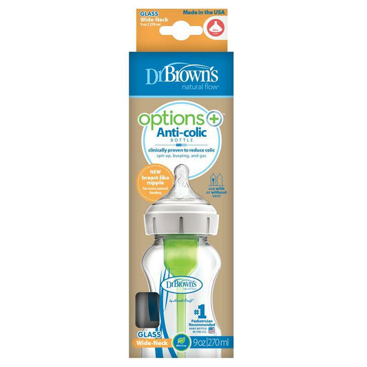 Dr Brown's Options+ brede halsfles glas 270 ml 1st
