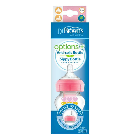 Dr Brown's Options+ bottle to sip startkit br hals 270 roze 1st