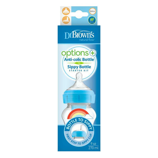 Dr Brown's Options+ bottle to sip startkit br hals 270 blauw 1st
