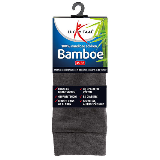 Lucovitaal Bamboe sok lang antraciet 47-50 1paar