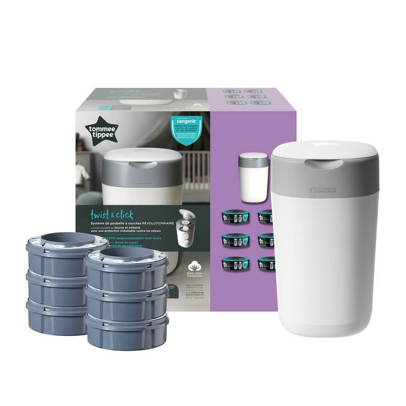 Tommee Tippee Sangenic startpakket twist & click wit + 6 navul 1set
