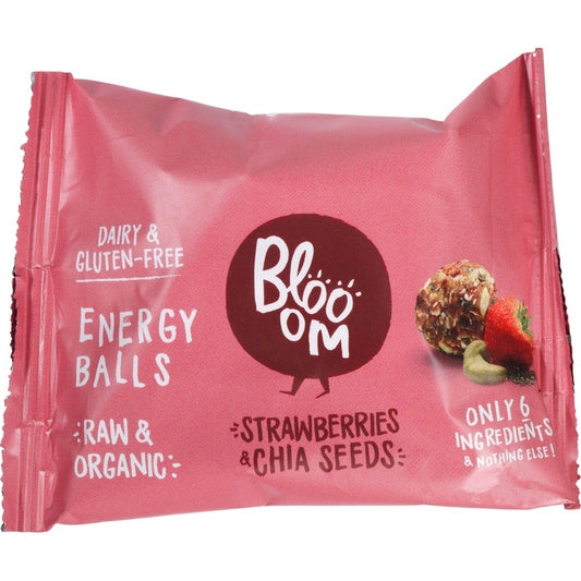 Blooom Energiebal aardbeien & chia zaad bio 32g