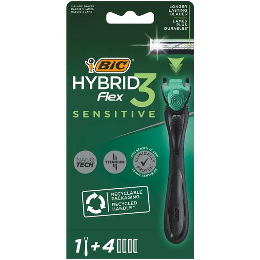 BIC Flex 3 hybrid shaver sensitive leaf bl 4 4st