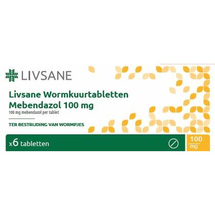 Livsane Mebendazol 100 mg wormkuur 6tb