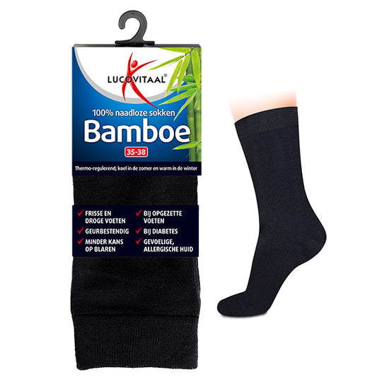Lucovitaal Bamboe sok lang zwart 39-42 1paar