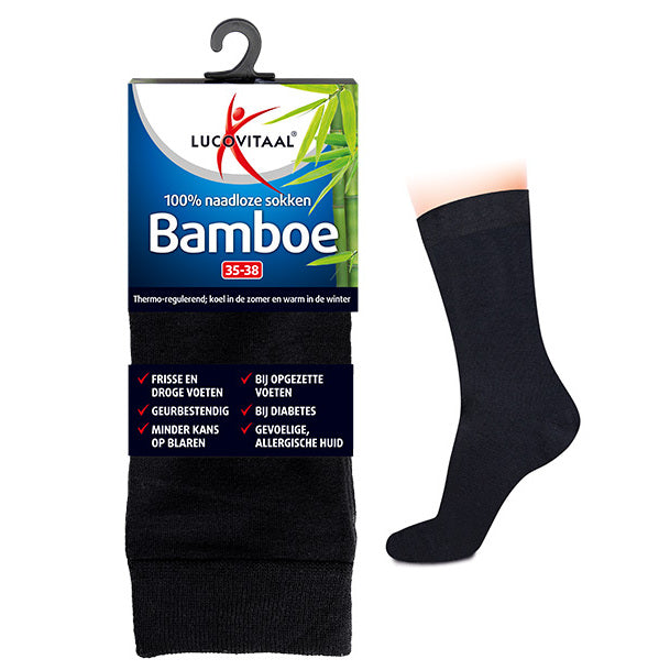 Lucovitaal Bamboe sok lang zwart maat 47-50 1paar