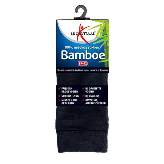 Lucovitaal Bamboe sok lang blauw 39-42 1paar