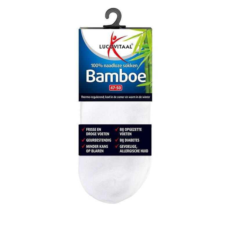 Lucovitaal Bamboe enkelsok wit maat 47-50 1paar