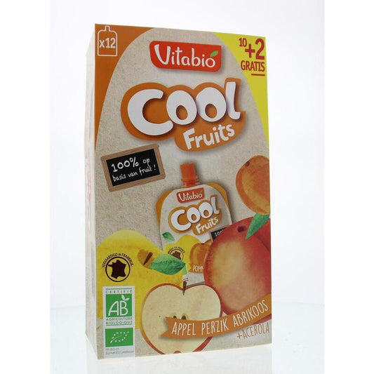 Vitabio Coolfruit appel-perzik-abrikoos 90 gram bio 12x90g