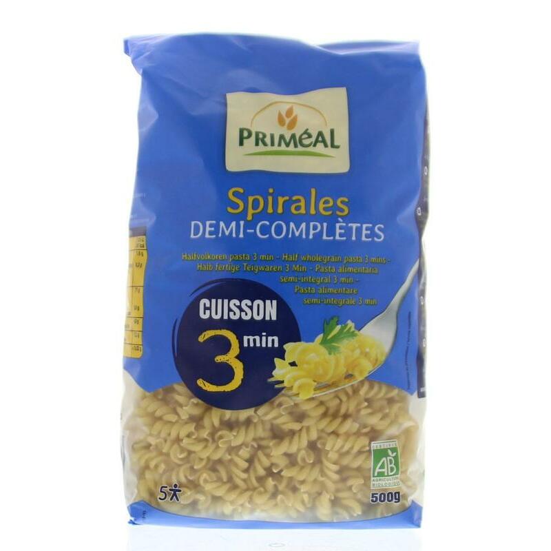Primeal Halfvolkoren spiralen snelkook 3 minuten bio 500g