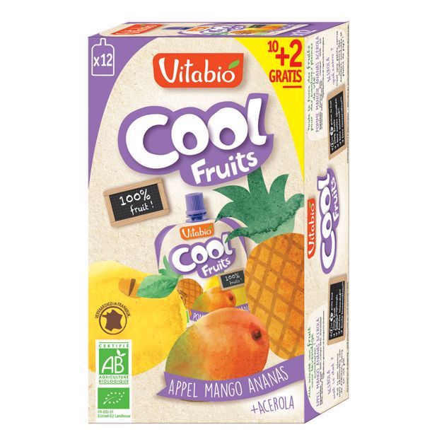 Vitabio Coolfruit appel mango ananas 90 gram bio 12x90g